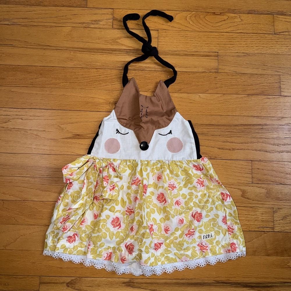 Nori‎ Child Multi Fox Dress Toddler Girl Woodland Floral USA Made Spring Easter